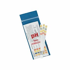 Barvni testni lističi za preverjanje pH vrednosti vode s priloženo tabelo za odčitavanje