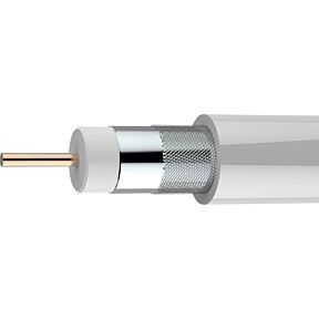 Koaksialni kabel za entenske sisteme v beli barvi, prikaz sestave kabla