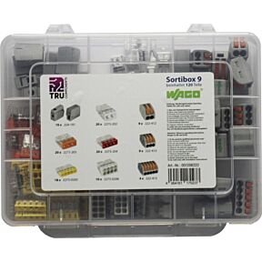 Set povezovalnih sponk v plastični sortirni škatli, v originalni embalaži