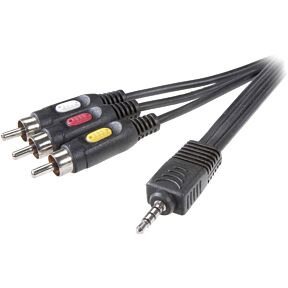 AV kabel 3,5mm 4-pol vtič/3x cinch vtič 2m SpeaKa