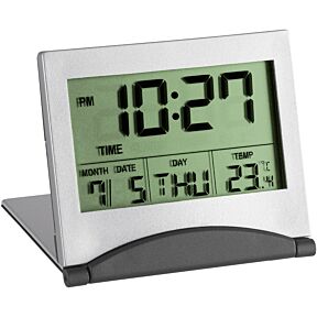 Digitalna namizna budilka, potovalna, prikazuje čas, datum in temperaturo