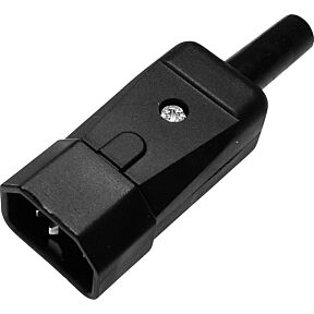 3-polni vtič C14 s plastičnim zaščitnim ovratnikom in vijačnim priključkom,v črni barvi