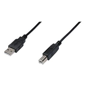 USB kabel 2.0 A vtič/B vtič raven 1,8m črn Digitus