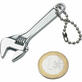 Mini nastavljiv viličasti ključ 70mm 0 - 10mm kromiran, priložen evrski kovanec za primerljivost velikosti